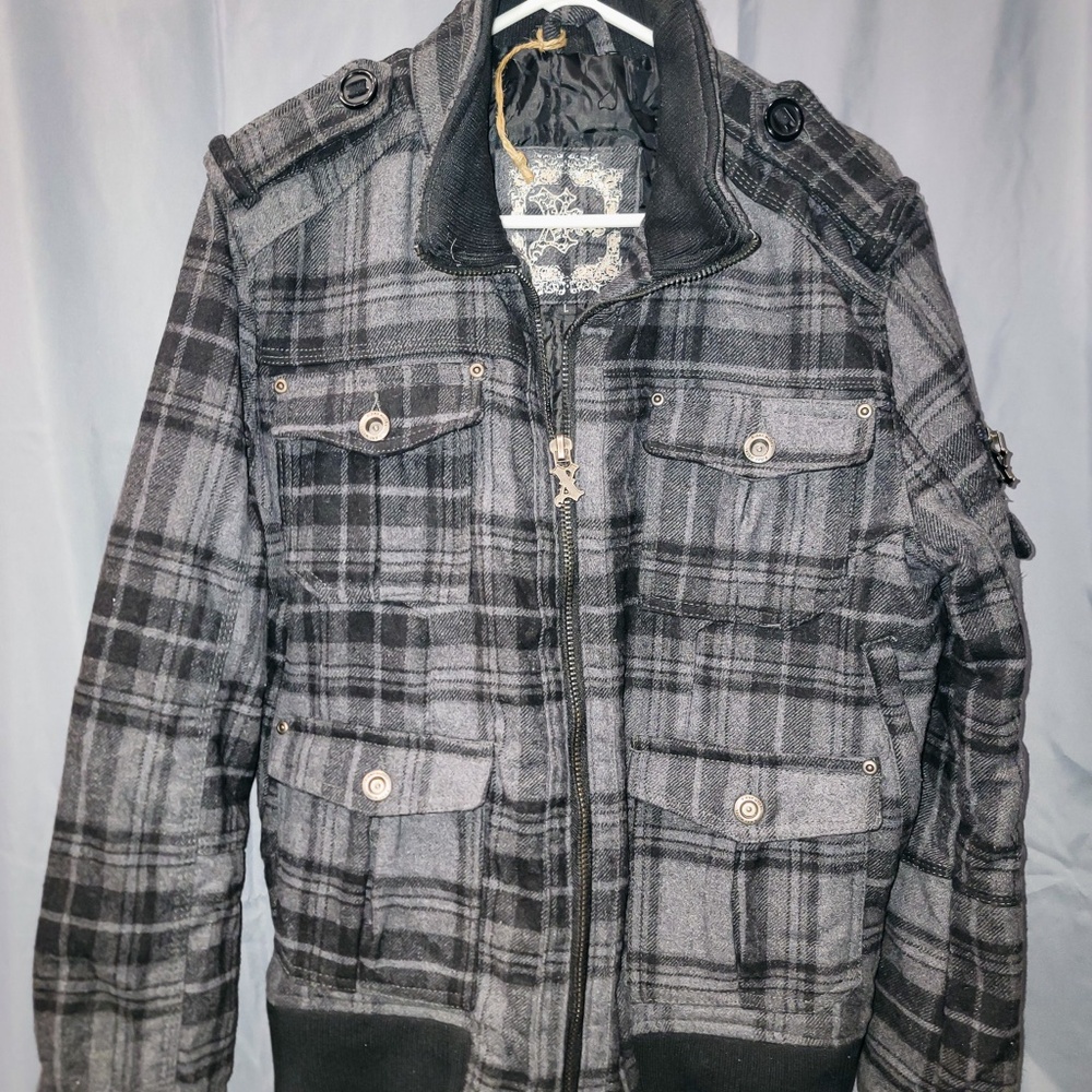 Men's Plaid Wool Bomber Jacket | X-Ray | Large NWOT